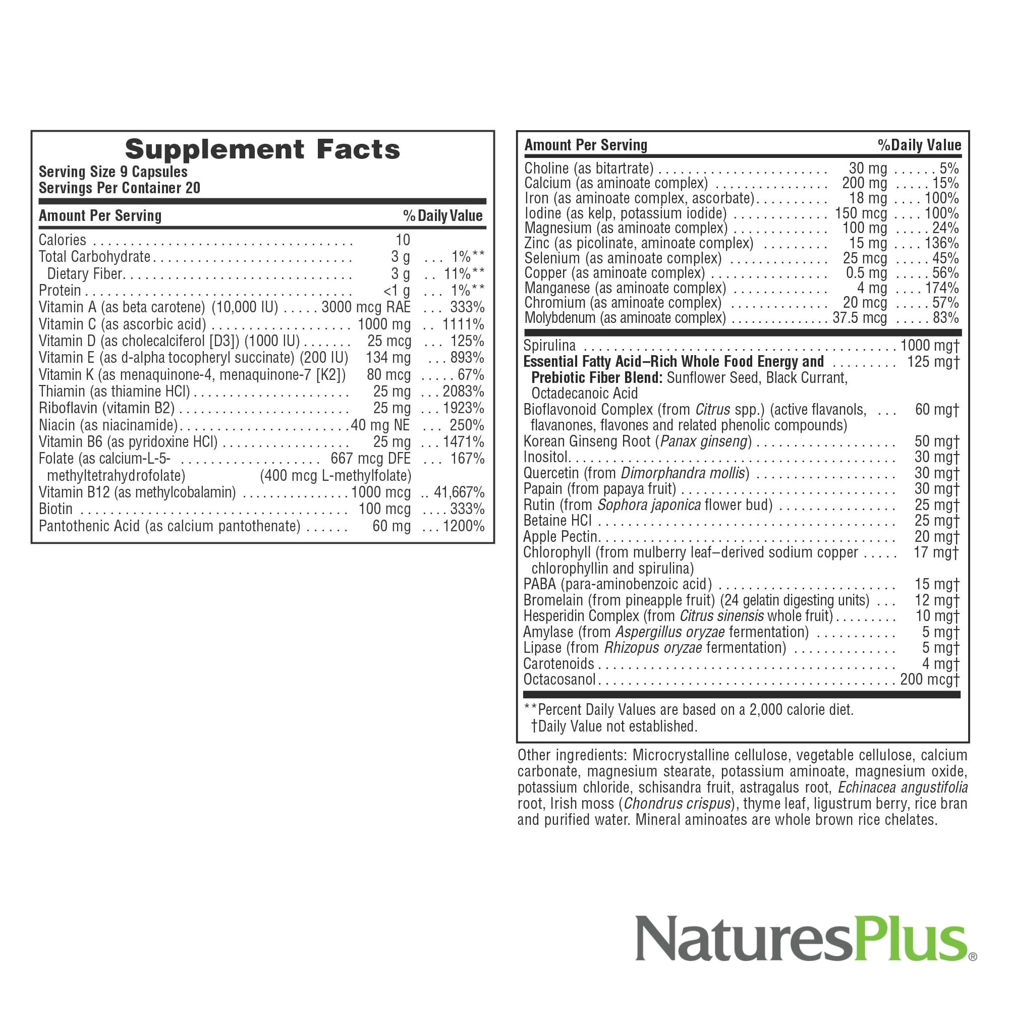 NaturesPlus Source of Life vitamin D3 and ginseng notes for vitality