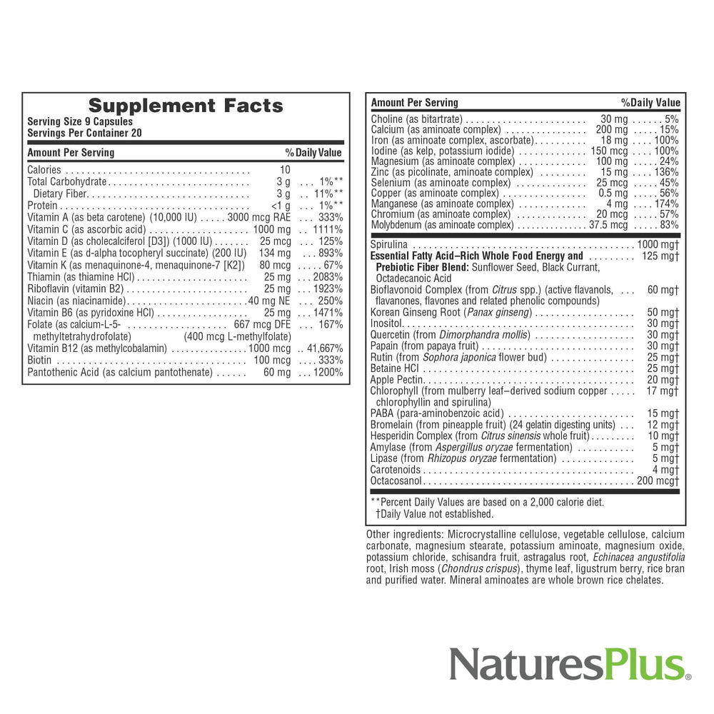 NaturesPlus Source of Life vitamin D3 and ginseng notes for vitality