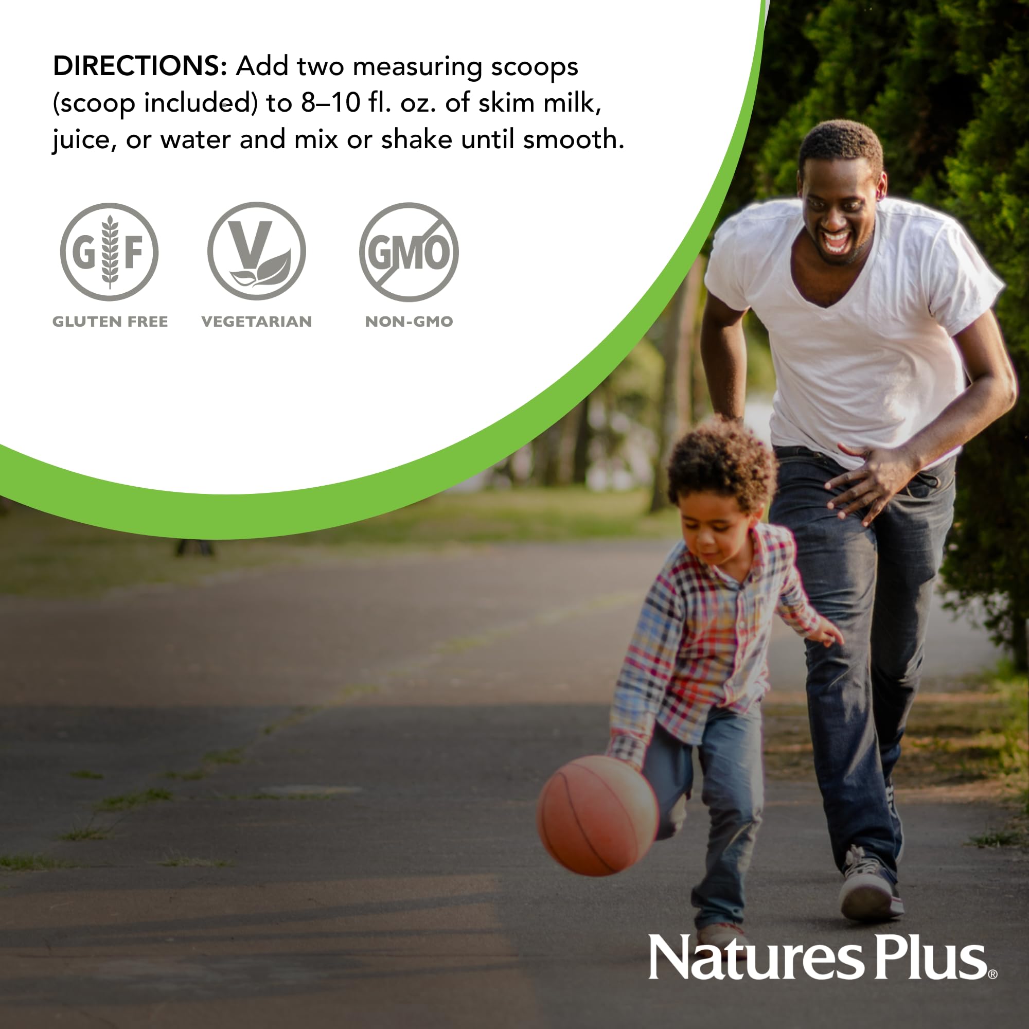NaturesPlus Source of Life Energy Shake vegetarian claim for plant-based lifestyles.