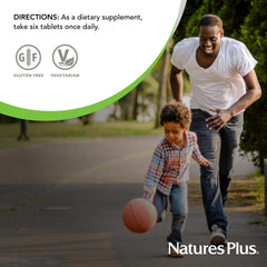 NaturesPlus Source of Life gluten-free vegetarian symbol conveys allergen-friendly choice.