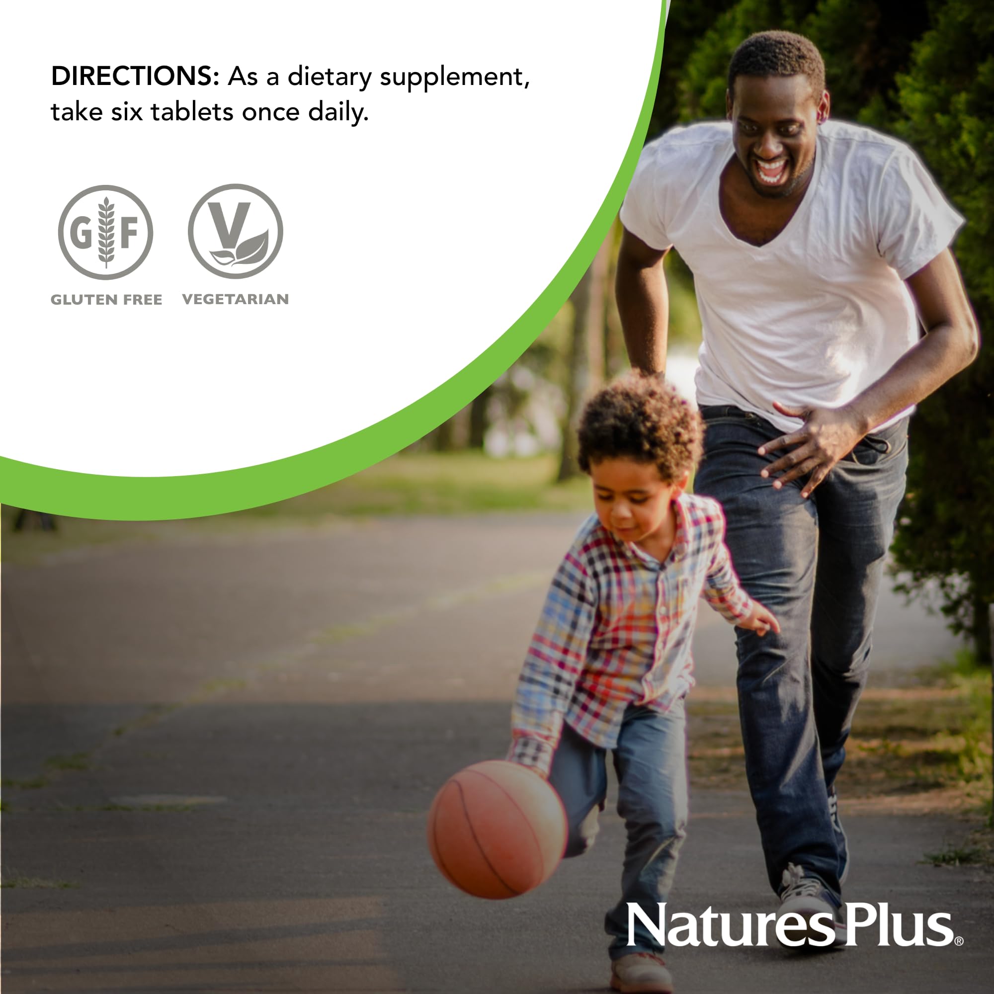 NaturesPlus Source of Life Gold ingredients icons highlight whole-food blend