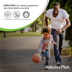 Supplement facts for NaturesPlus Source of Life GOLD showing immune and bone support nutrients