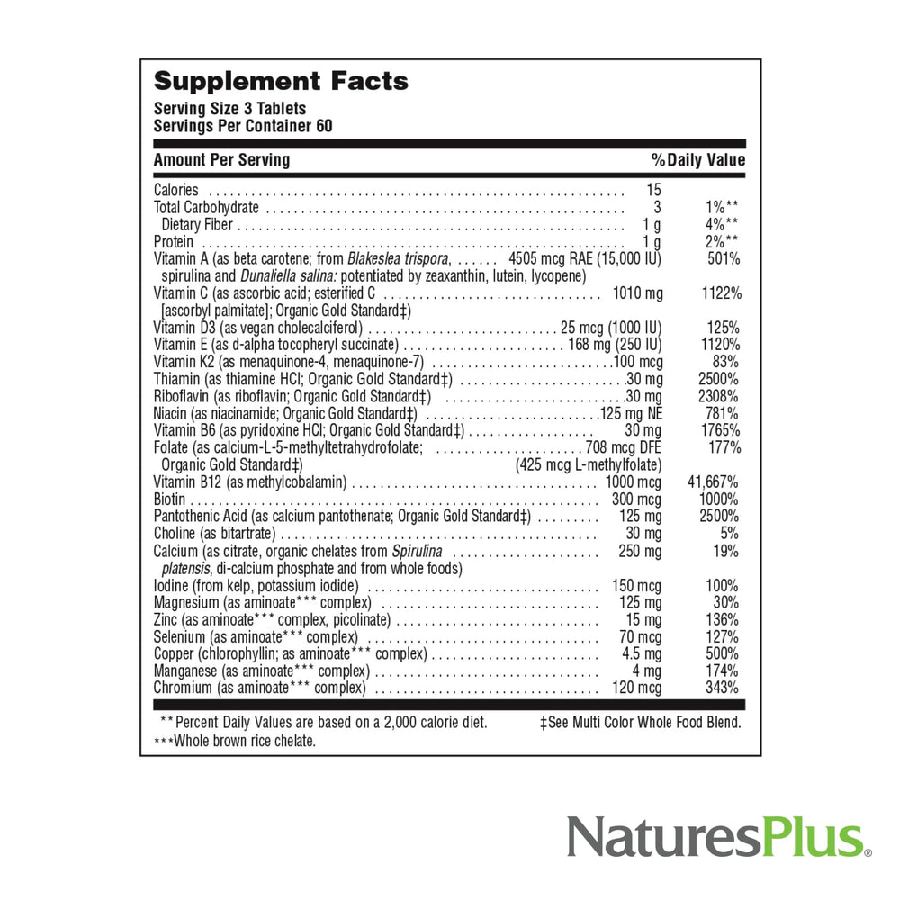 Pouring NaturesPlus Source of Life GOLD tablets showing daily serving convenience