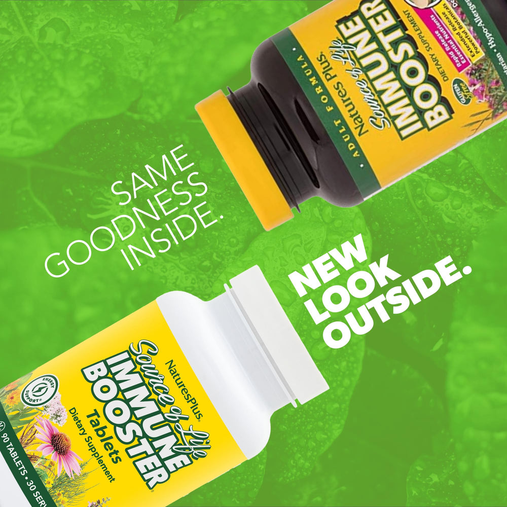 Closeup of NaturesPlus tablets from the Source of Life Immune Booster