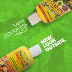 NaturesPlus Source of Life Liquid tropical fruit being poured for daily wellness