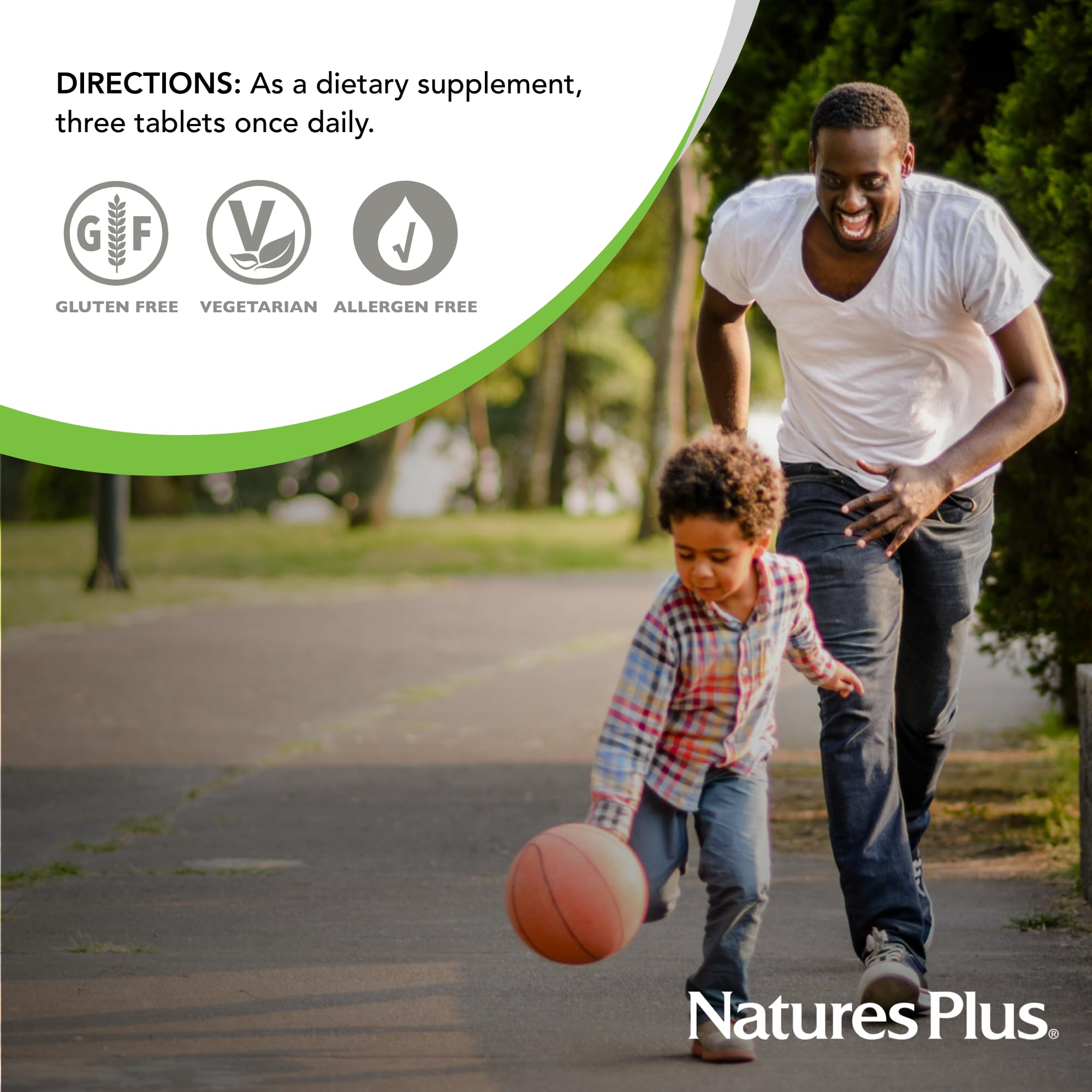 NaturesPlus Source of Life No Iron gluten-free and vegetarian-friendly claim visible