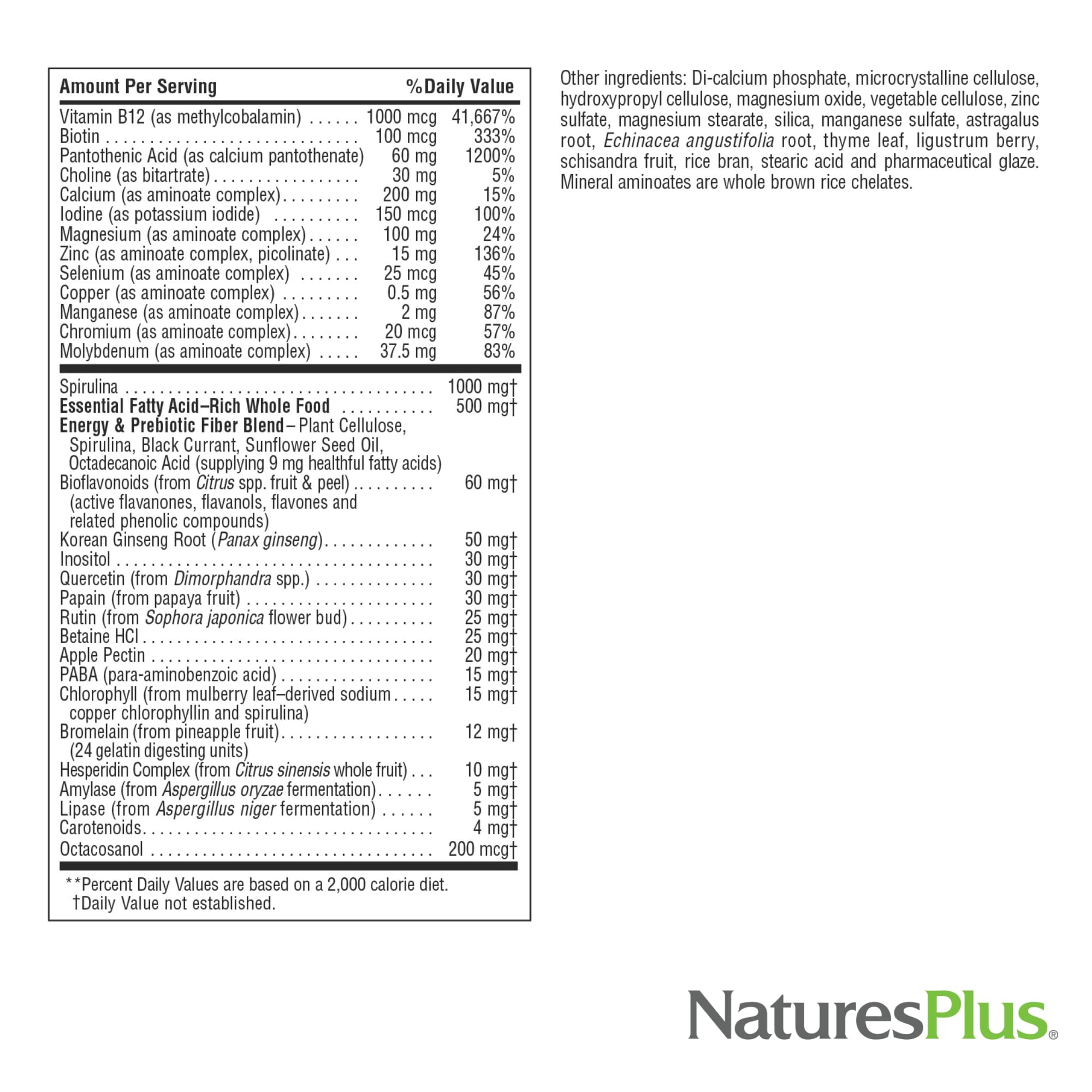 NaturesPlus Source of Life No Iron Mini-Tabs vegetarian-friendly icon emphasizes suitability for vegetarians