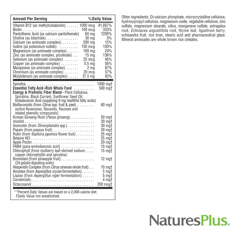 NaturesPlus Source of Life No Iron Mini-Tabs vegetarian-friendly icon emphasizes suitability for vegetarians