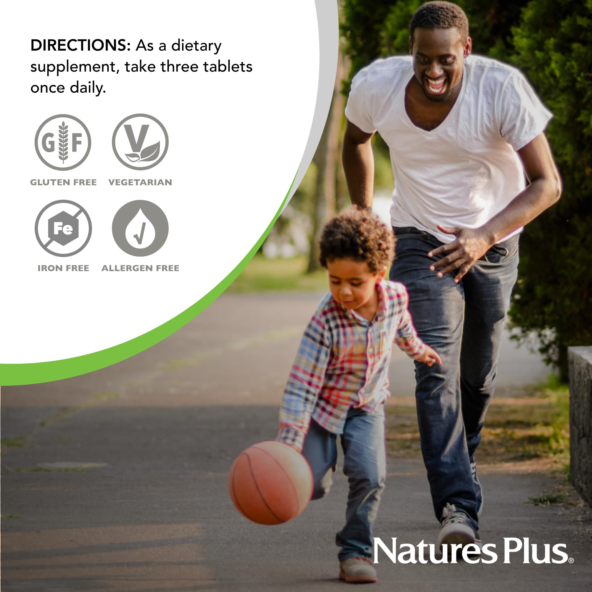 NaturesPlus Source of Life No Iron packaging showing sustainability and product integrity.