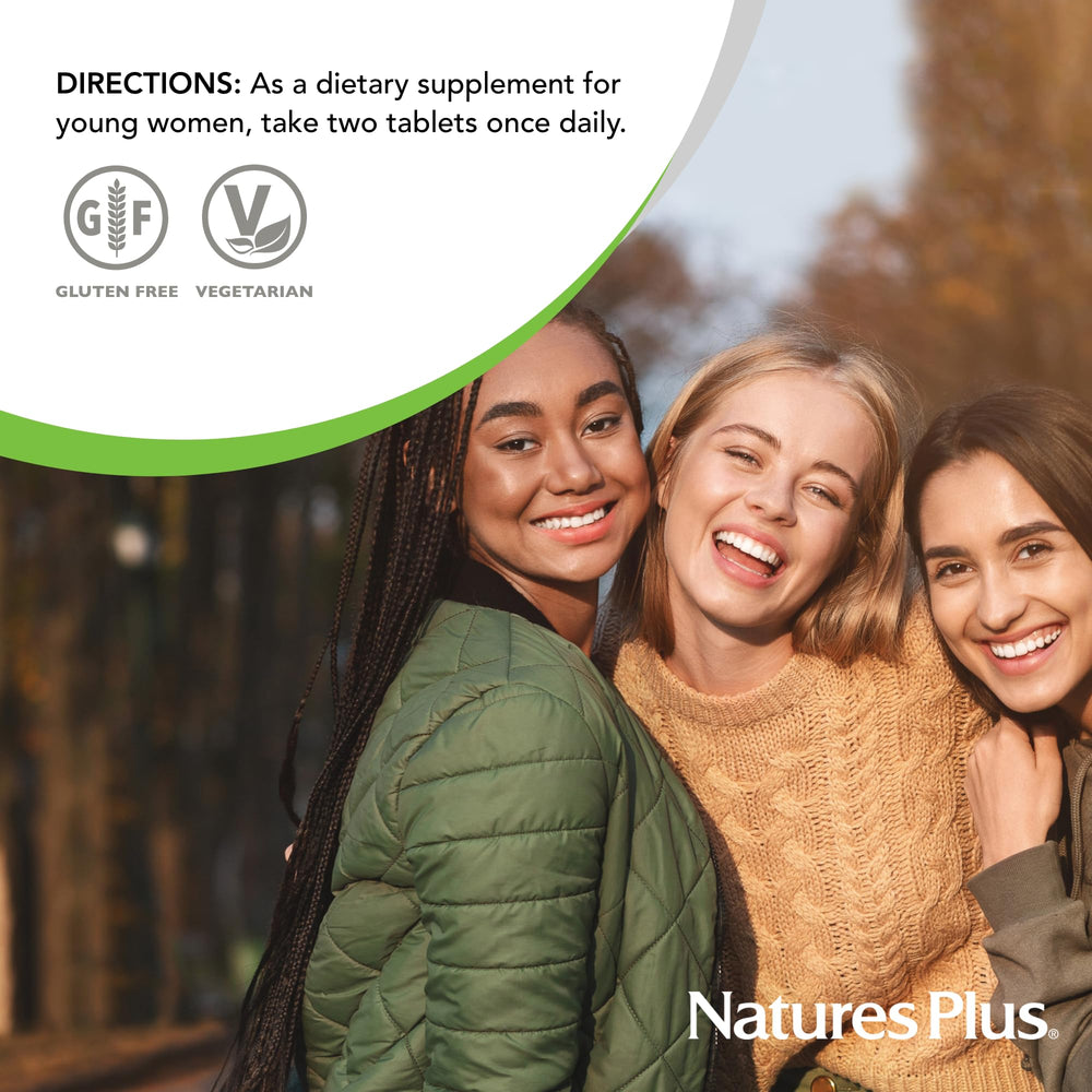 NaturesPlus Source of Life Power Teen for Her packaging promotes an easy daily routine for teens