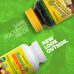 NaturesPlus Source of Life tablets close-up emphasizes energy support ingredients.