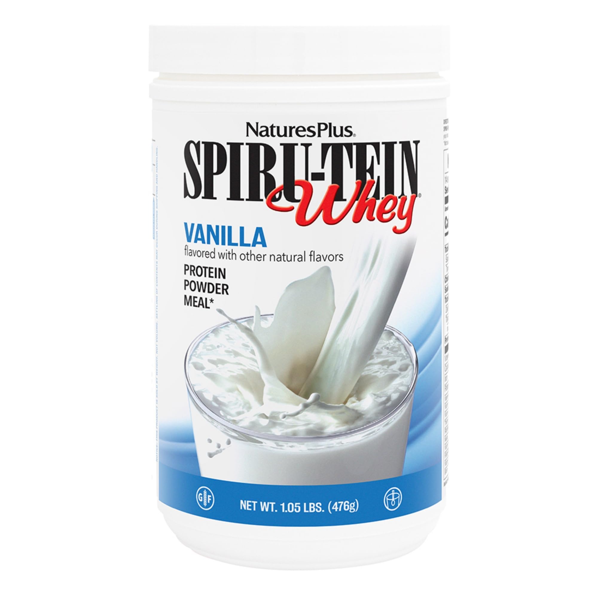 NaturesPlus SPIRU-TEIN WHEY Vanilla bottle for daily protein.