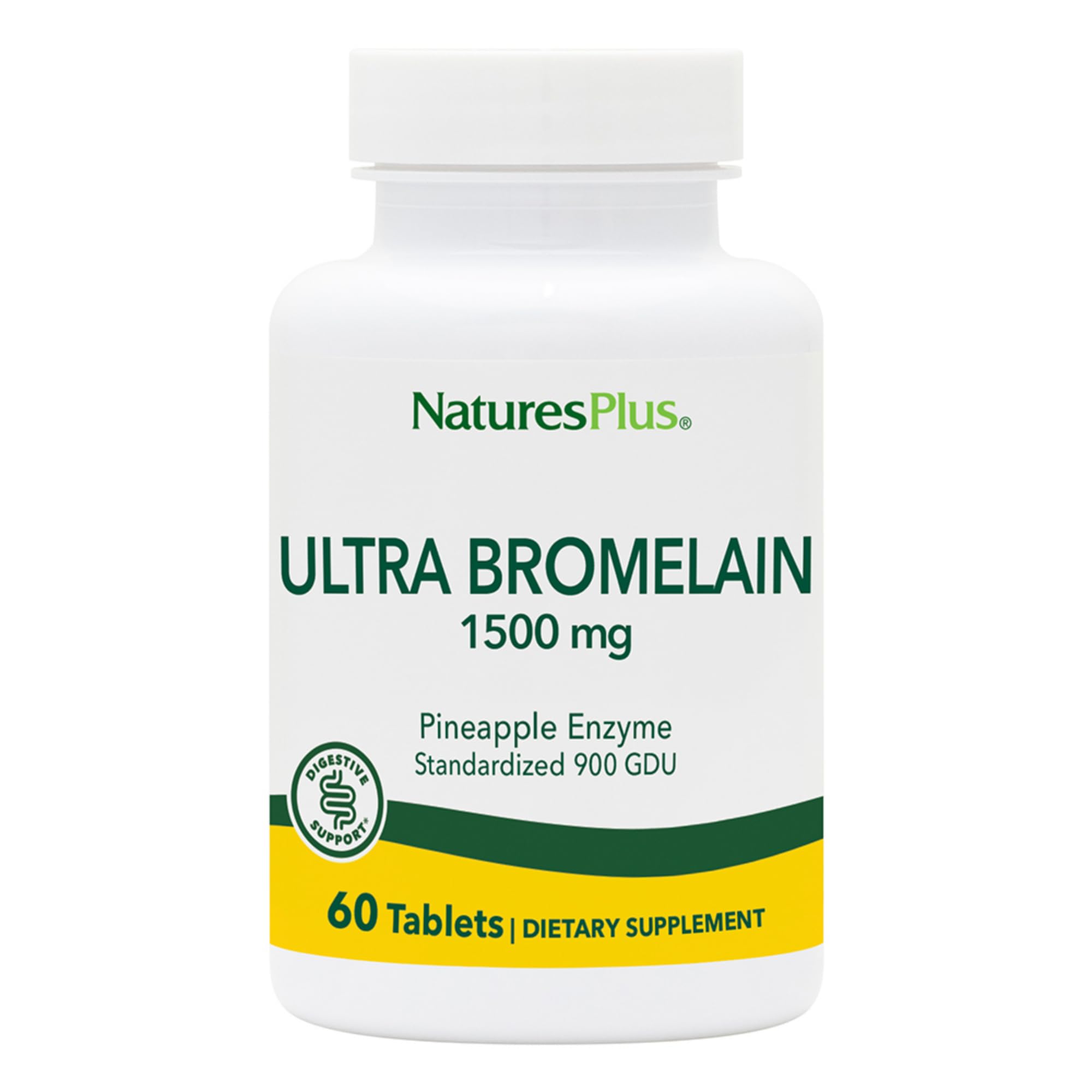 NaturesPlus Ultra Bromelain 1500 mg bottle front view highlighting high-potency enzyme support