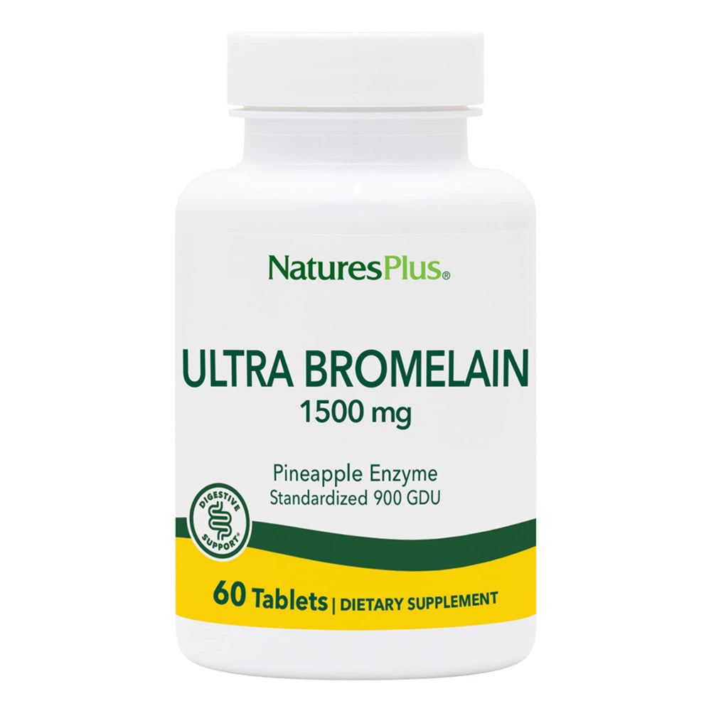 NaturesPlus Ultra Bromelain bottle shown for convenient digestive support.