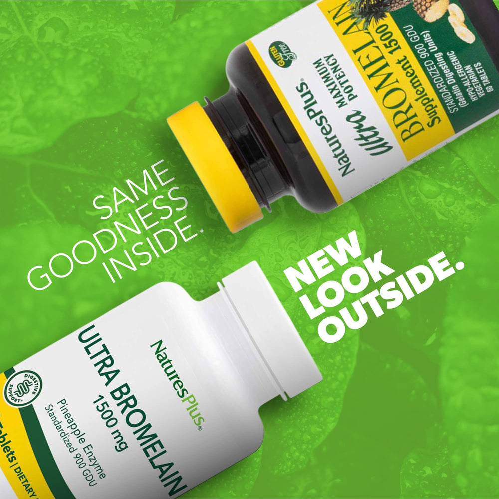Front packaging of NaturesPlus Ultra Bromelain highlights potency and purity for everyday use.