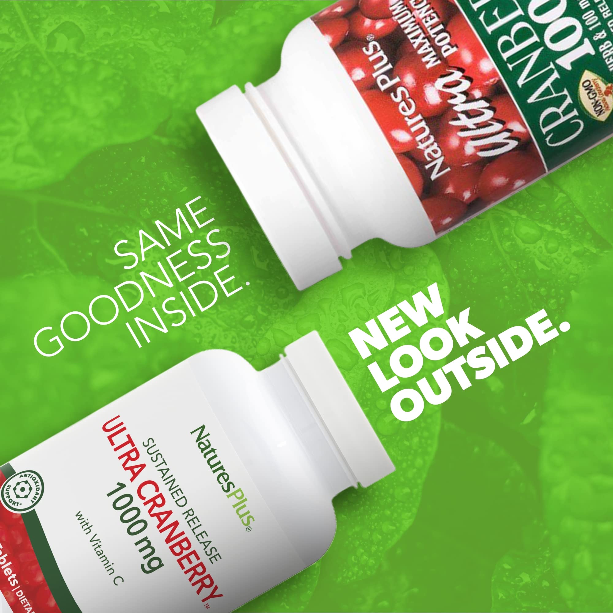 NaturesPlus Ultra Cranberry bottle back listing dosage and daily use details.
