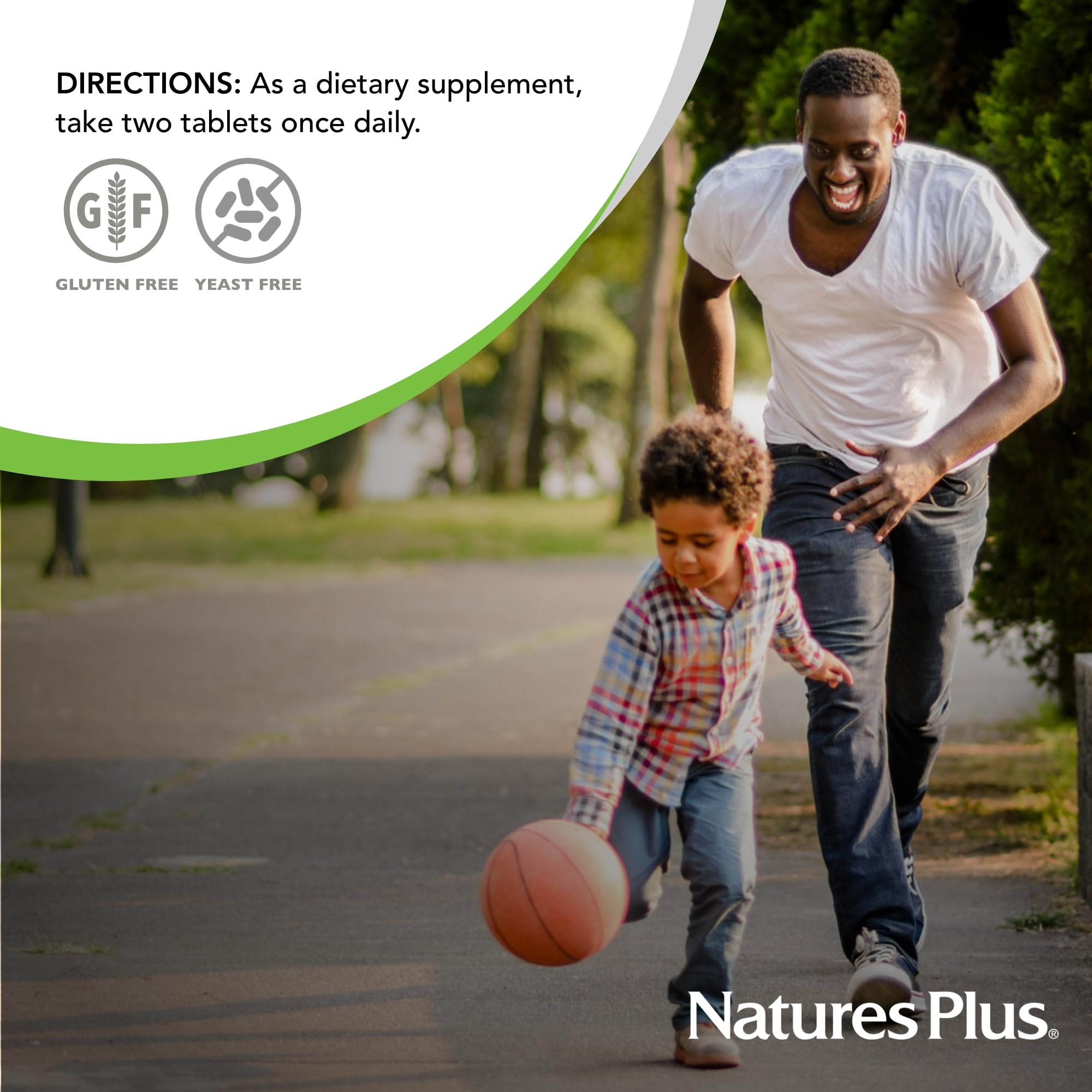NaturesPlus Ultra Hair Plus label shows gluten-free and sustained-release benefits