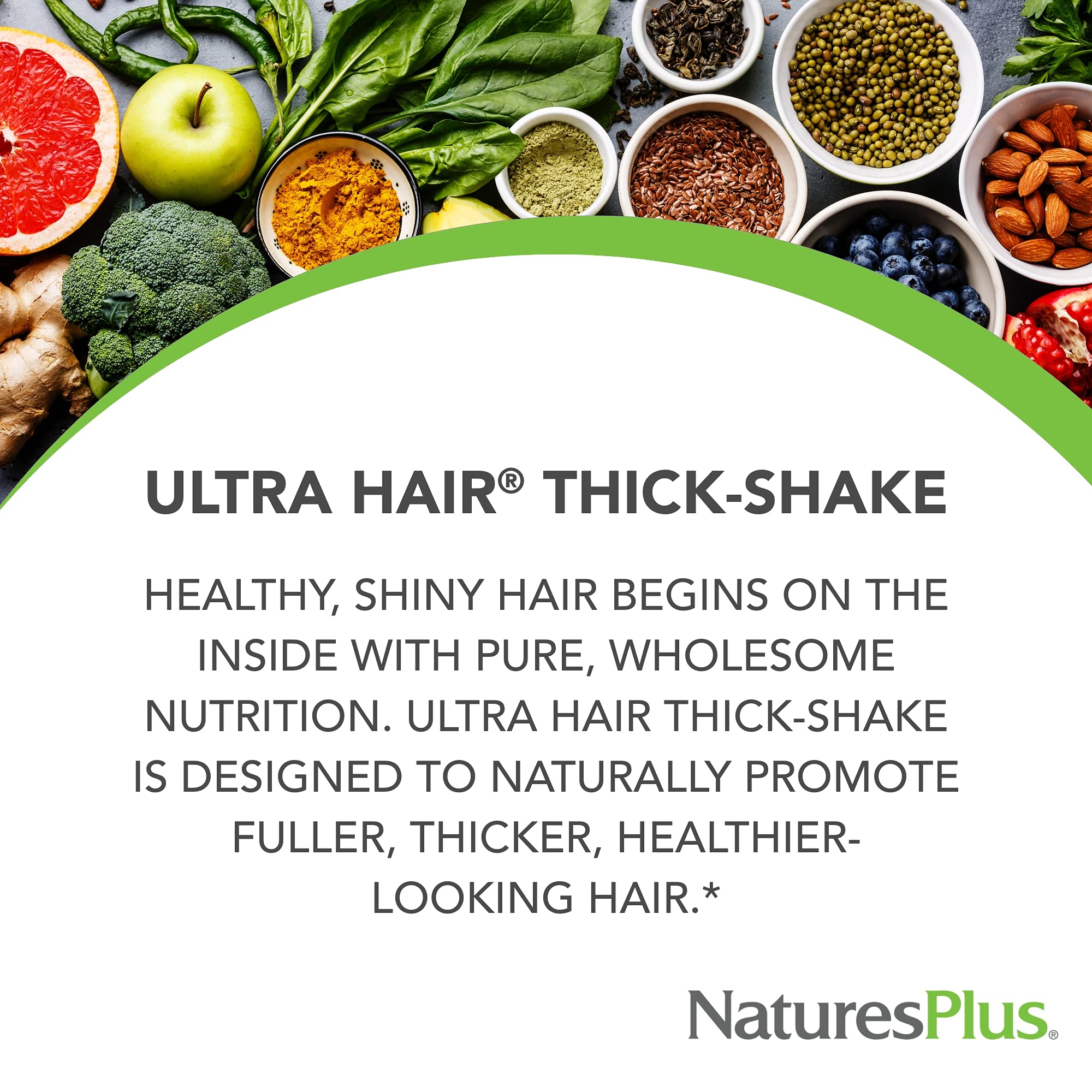 Creamy vanilla Ultra Hair Thick Shake mixed in a glass for quick nourishment