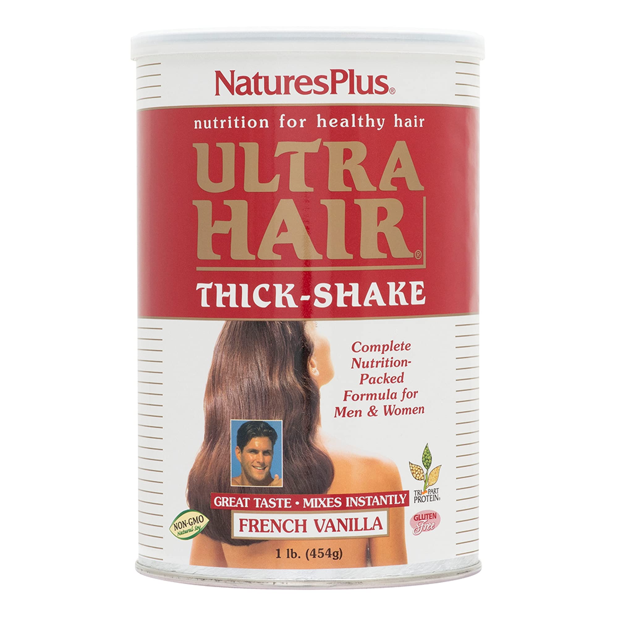 NaturesPlus Ultra Hair Thick Shake front packaging showing French Vanilla flavor for daily nutrition