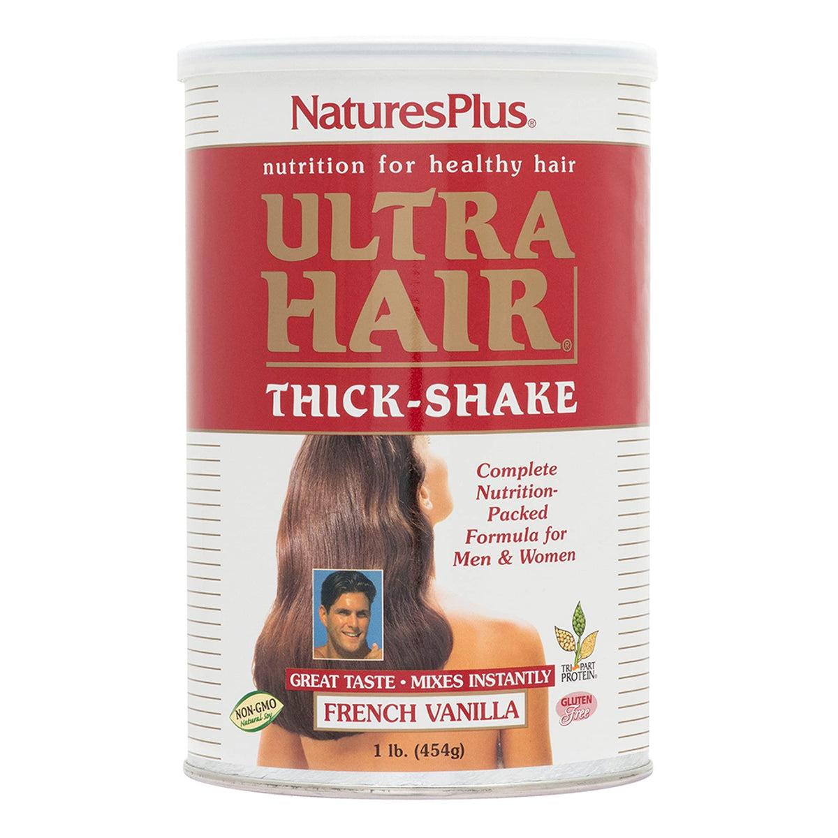 NaturesPlus Ultra Hair Thick Shake front packaging showing French Vanilla flavor for daily nutrition