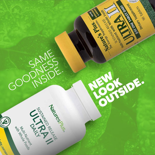 Nature'sPlus Ultra II Daily bottle back label detailing ingredients and servings.