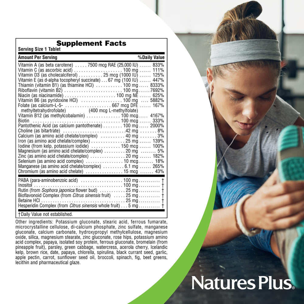 NaturesPlus Ultra II Daily sustained-release badge on label communicates steady nutrient release