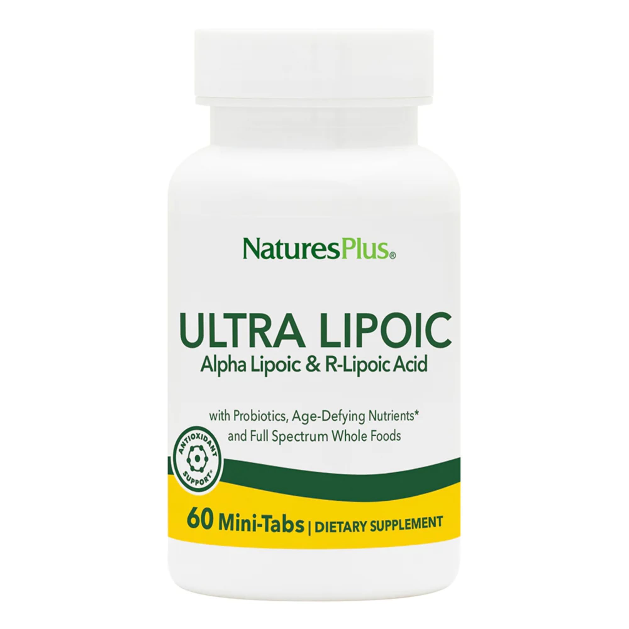 NaturesPlus Ultra Lipoic bottle front, a trusted daily antioxidant supplement for energy support.