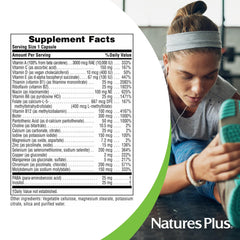 NaturesPlus Ultra One Daily Iron-Free capsules show beta carotene for skin and vision support