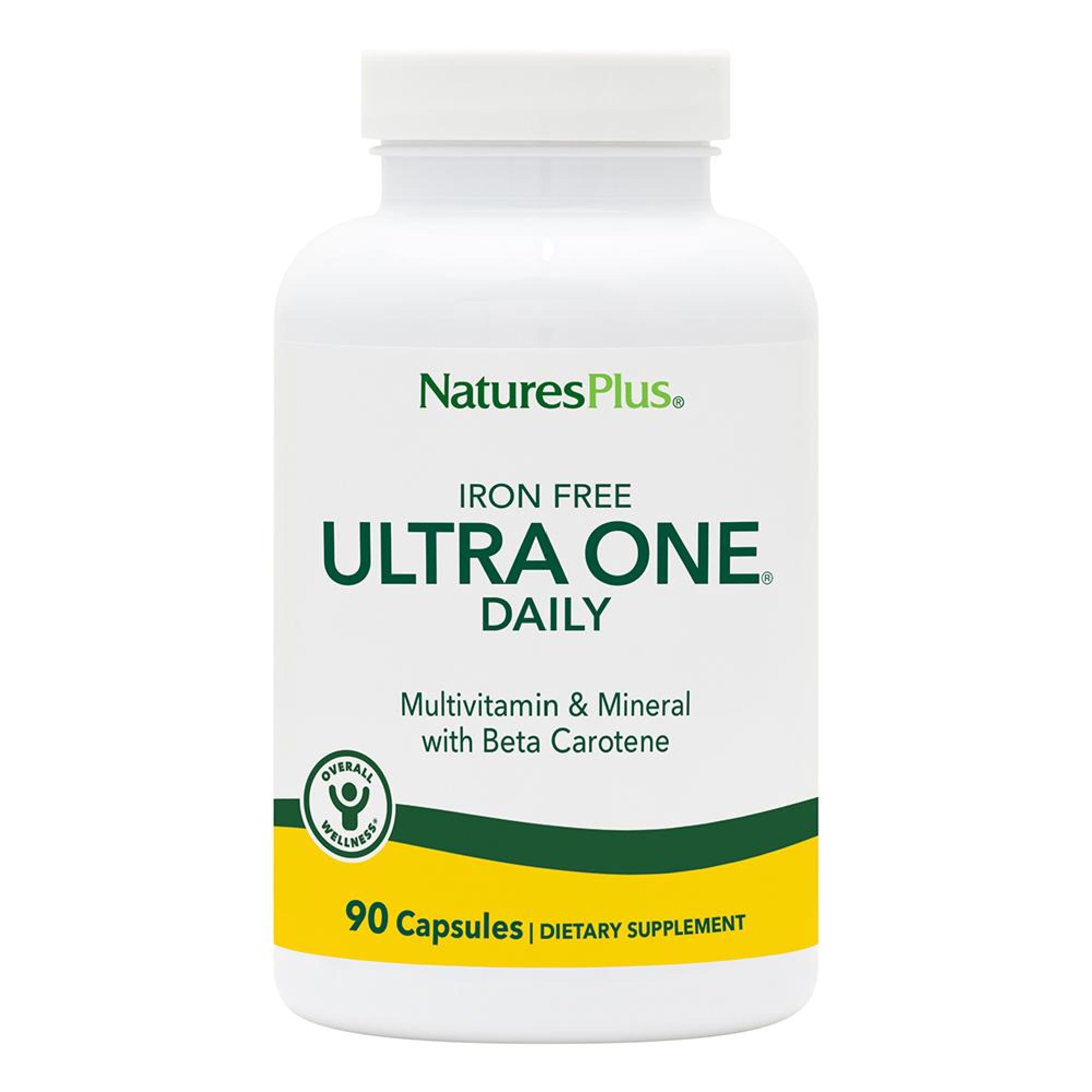 NaturesPlus Ultra One Daily Iron-Free bottle front view for overall wellness support
