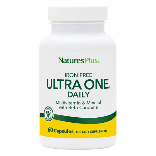 NaturesPlus Ultra One Daily Iron Free bottle for easy daily energy support.