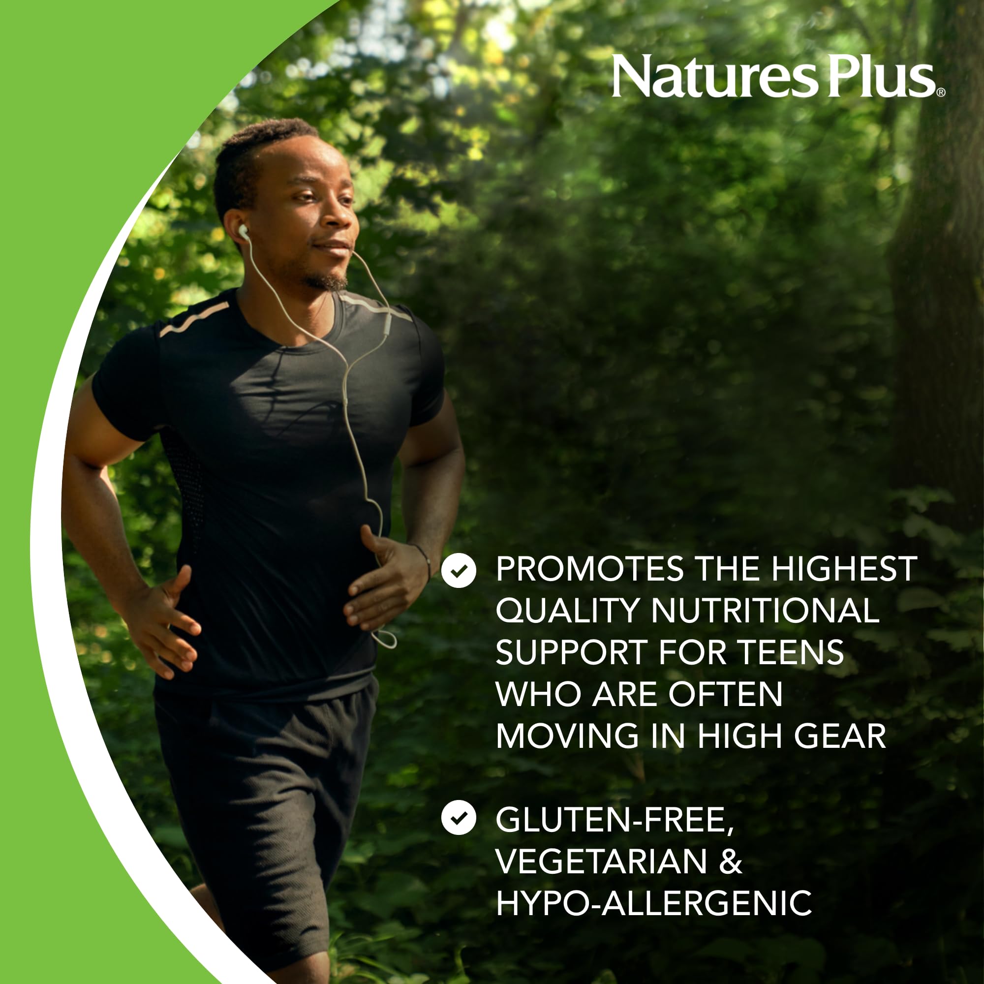 Gluten-free and vegetarian seal on NaturesPlus Ultra Source of Life packaging