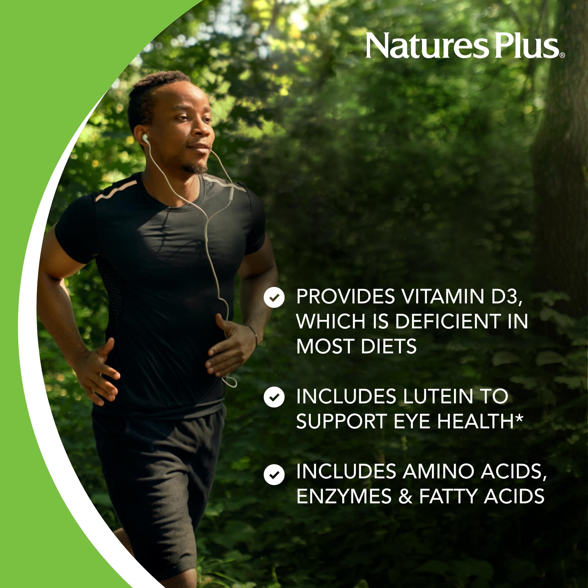 NaturesPlus Ultra Source of Life No-Iron packaging showing gluten-free and preservative-free standards