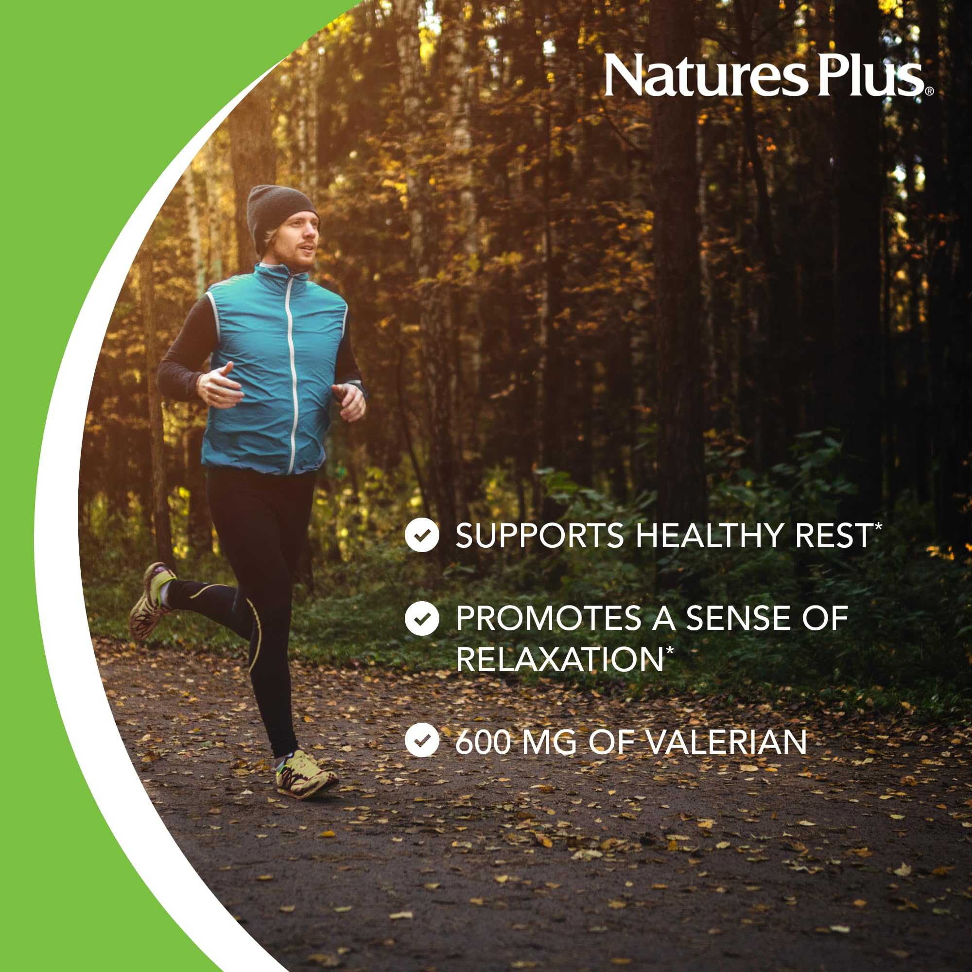 NaturesPlus valerian plant imagery signaling natural relaxation
