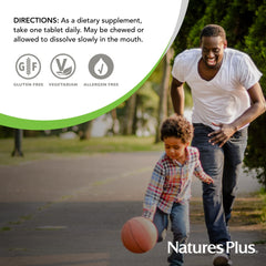 Product facts card for Nature's Plus Vitamin E 400 IU on packaging.