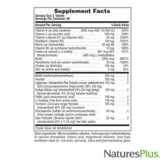 NaturesPlus Ultra Hair Plus flax seed visual on label for natural nutrients.