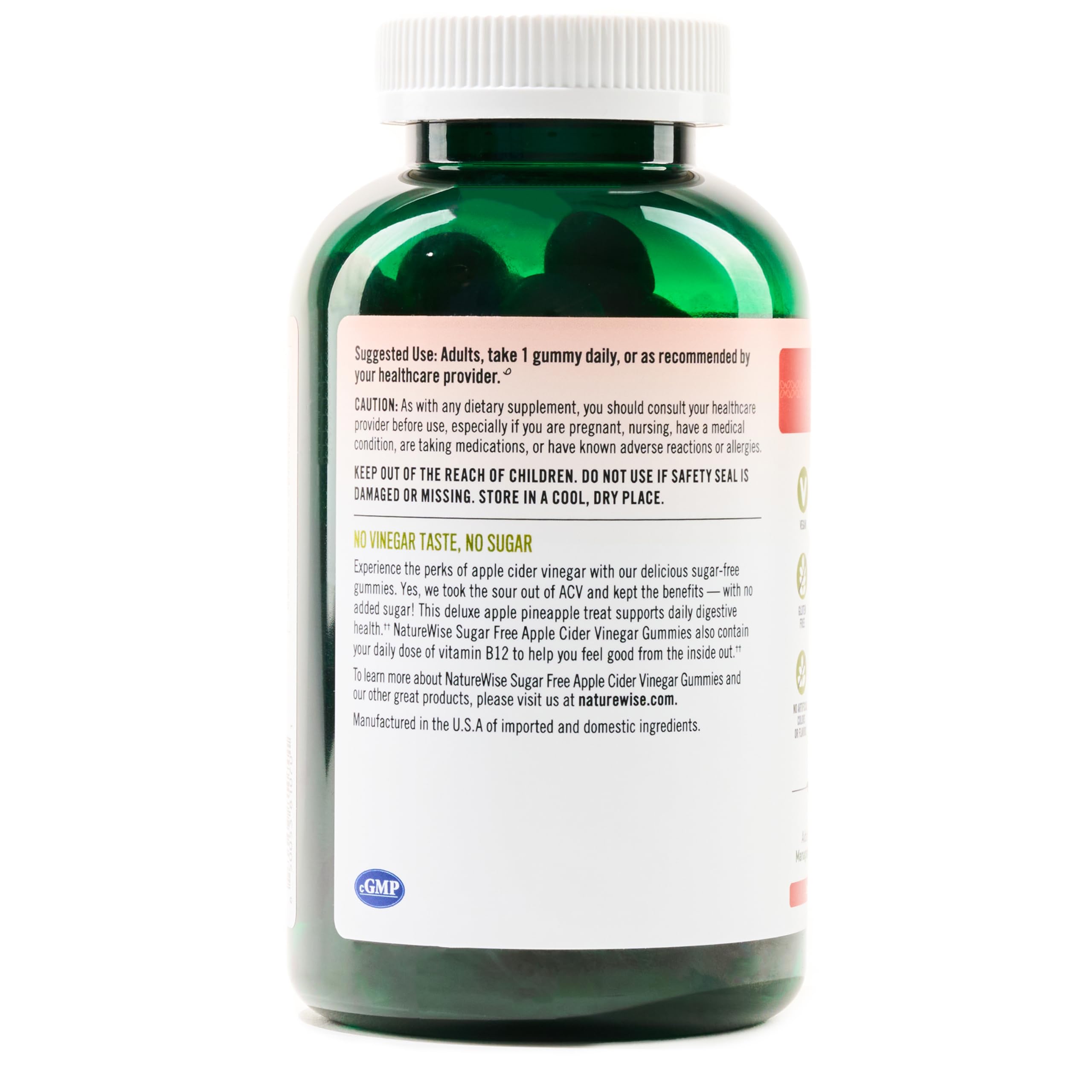 NatureWise gummies in a glass with water suggest easy daily intake and gut-friendly routine