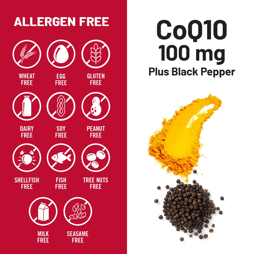 NatureWise CoQ10 gluten-free icon on pack confirms dietary compatibility.