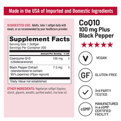 NatureWise CoQ10 vegan-friendly icon on packaging shows plant-based, allergen-free formulation.