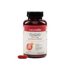 NatureWise CoQ10 200mg bottle highlighting daily energy support.