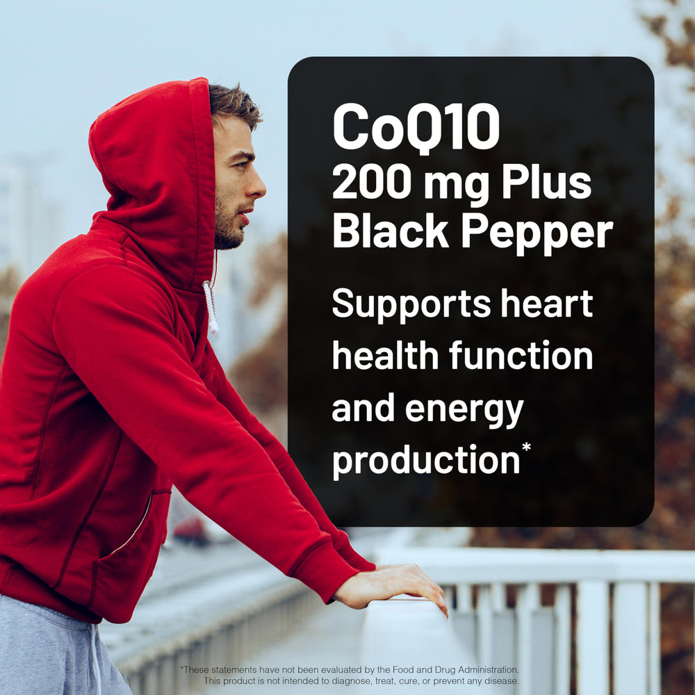 Close-up of NatureWise CoQ10 softgels for easy daily intake.