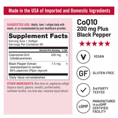 Made in the USA NatureWise CoQ10 with third-party testing seal.