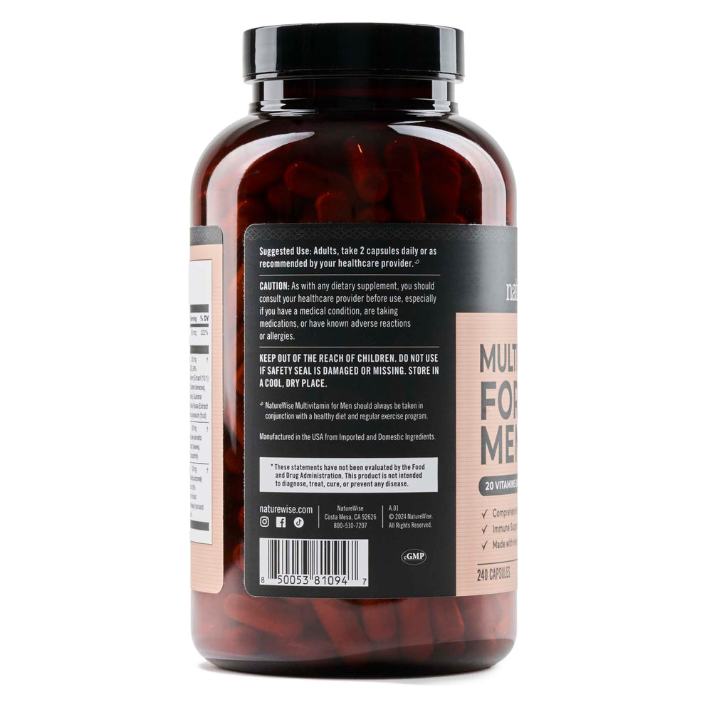 Gluten-free and non-GMO claim on NatureWise bottle label.