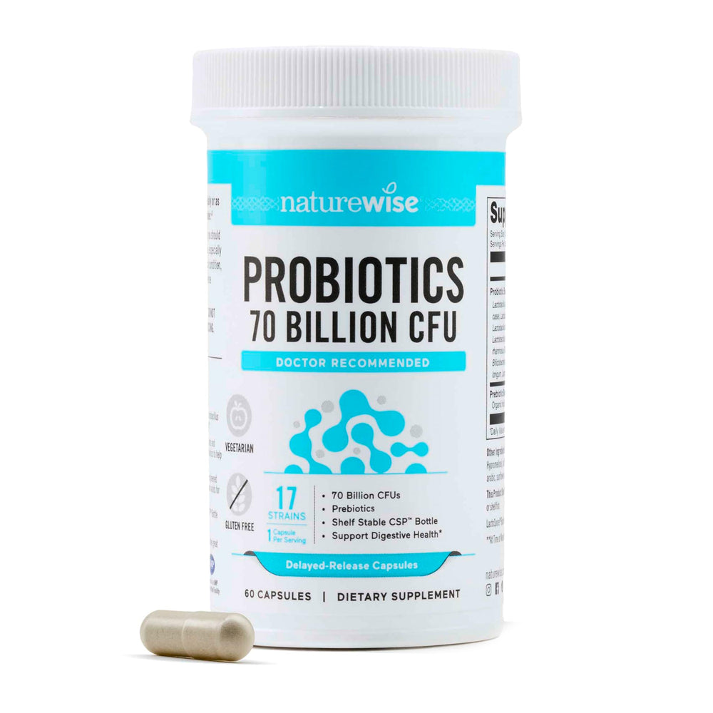 NatureWise Probiotics 70B CFU bottle front for daily gut balance