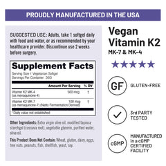 Vegan gluten-free icon for NatureWise Vitamin K2 indicating allergen-conscious option