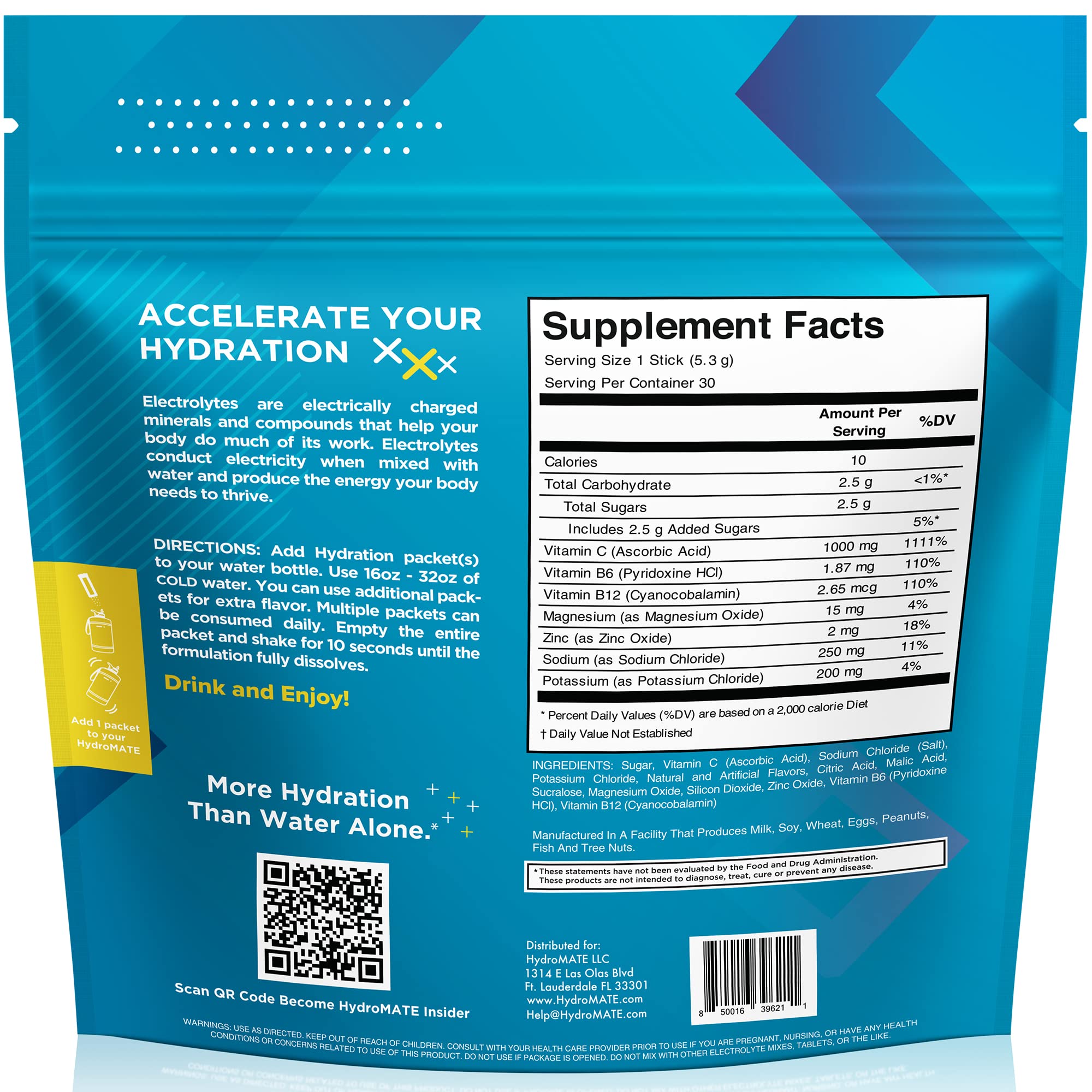 HydroMATE lemon-lime dissolved in water forms a refreshing electrolyte drink.