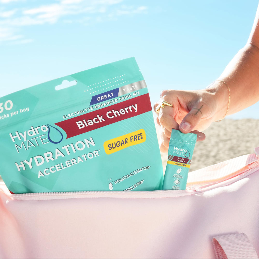 NatureWorks HydroMATE black cherry sticks for month-long family hydration on the go.