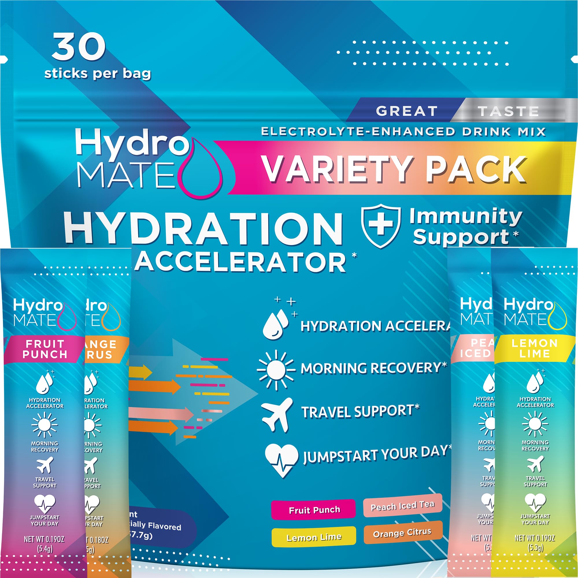 NatureWorks HydroMATE packet hero showing portable hydration on the go