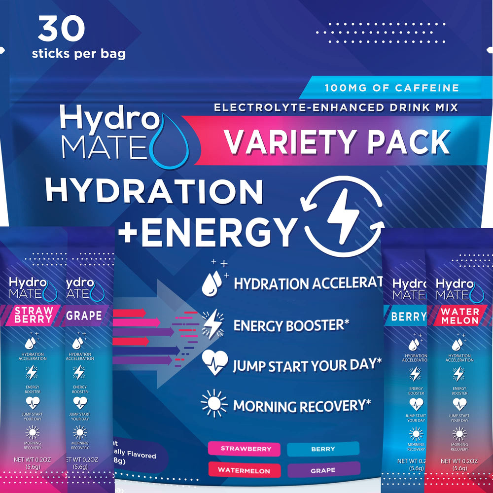 NatureWorks HydroMATE variety-pack hydration packets for on-the-go refreshment
