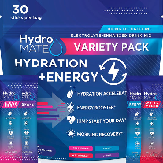 NatureWorks HydroMATE variety-pack hydration packets for on-the-go refreshment