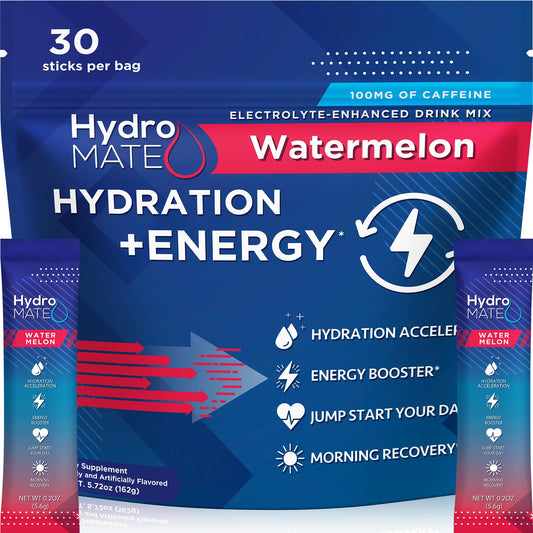 NatureWorks HydroMATE watermelon packets for quick on-the-go hydration.